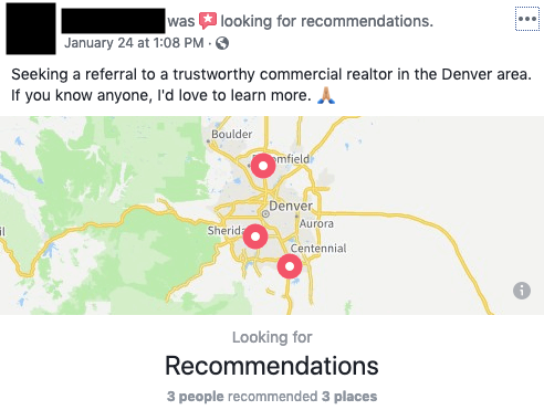 facebook map recommendations
