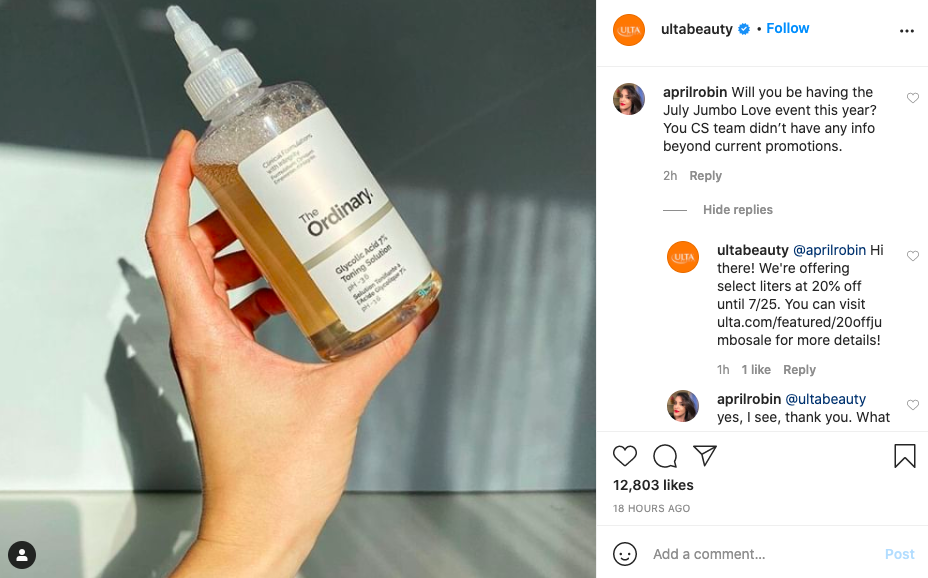 Ulta Beauty Instagram engagement