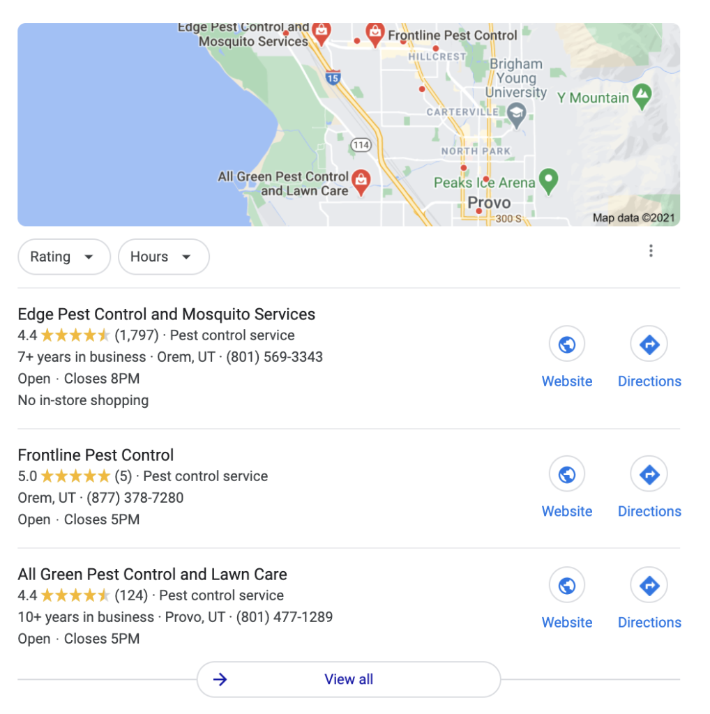 local seo listing example